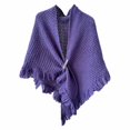 thumbnail image 4 of Women's Triangle Knotted Shawl Wraps Knitted Sweater Scarf Cardigan Cape Purple One Size, 4 of 4