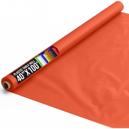ANDYYOUTING Orange Plastic Tablecloth Roll 40"x100', 0.5 Mil Thick Disposable Banquet Table Cover for Parties