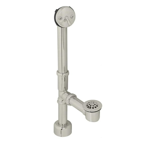 Westbrass 14" 17-Gauge Fully Finished Brass Bathtub Assembly with Trip Lever and Strainer Drain, Satin Nickel