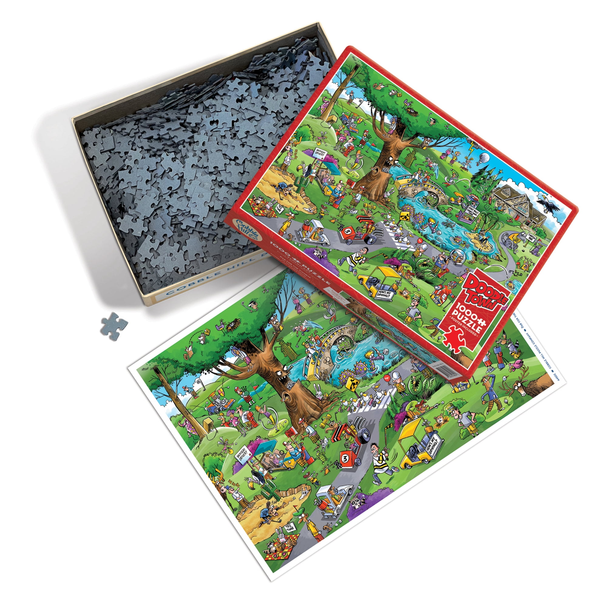 Cobble Hill DoodleTown: Par for the Course - 1000 Piece Puzzle - Reference Poster Included, High Quality Jigsaw