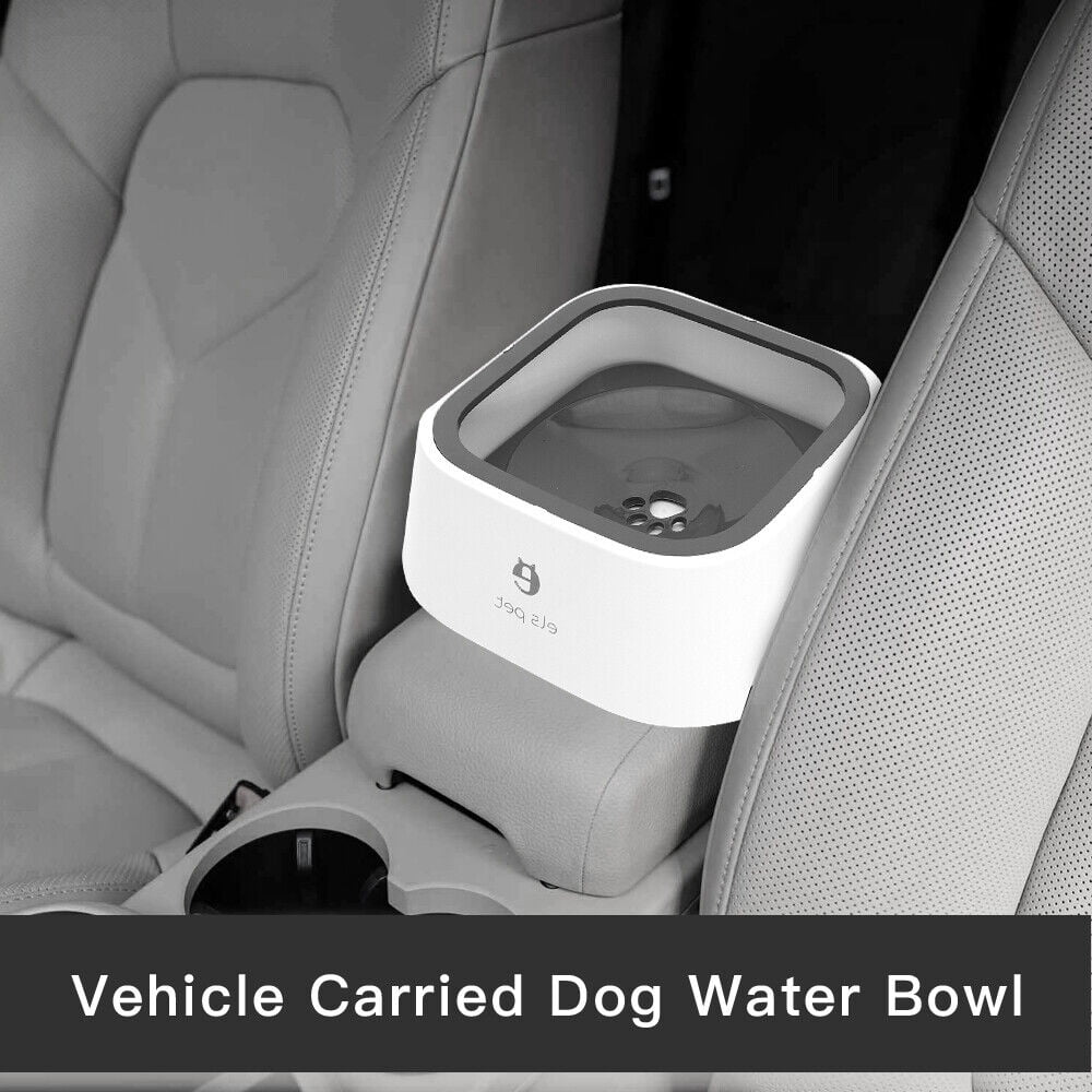 Pet Dog Water Bowl No Spill Dispenser Portable Vehicle Carried Float Slow Feeder