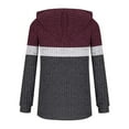 thumbnail image 6 of Otntypg Long Sleeve Hoodie Tunic Sweaters for Women Fall Casual Ribbed Knitted Drawstring Hooded Sweater Tops Loose Irregular Hem Blouses Wine L, 6 of 6