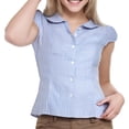thumbnail image 2 of XIAOCHA Womens Plaid Print Top Puff Sleeve Peter Pan Collar Tops Oktoberfest Button Down Shirt, 2 of 7