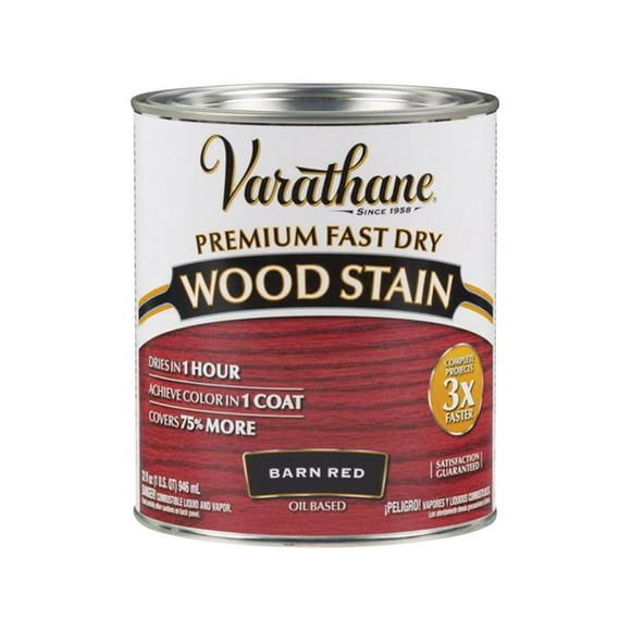 Varathane 307414 Premium Fast Dry Wood Stain, Quart, Barn Red