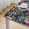 thumbnail image 4 of COMIO Outdoor Picnic Camping and Indoor Kitchen Dining Party Jungle Pattern with Toucan, Flamingo and Parrot Square Tablecloth White, 4 of 7
