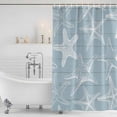 thumbnail image 3 of Blue White Starfish Shower Curtain, Waterproof Shower Curtains for Bathroom, Coastal Ocean Summer Sea Nautical Washable Fabric Bathtub Curtain Set Bath Decor with 12 Hooks 72"x78", 3 of 8