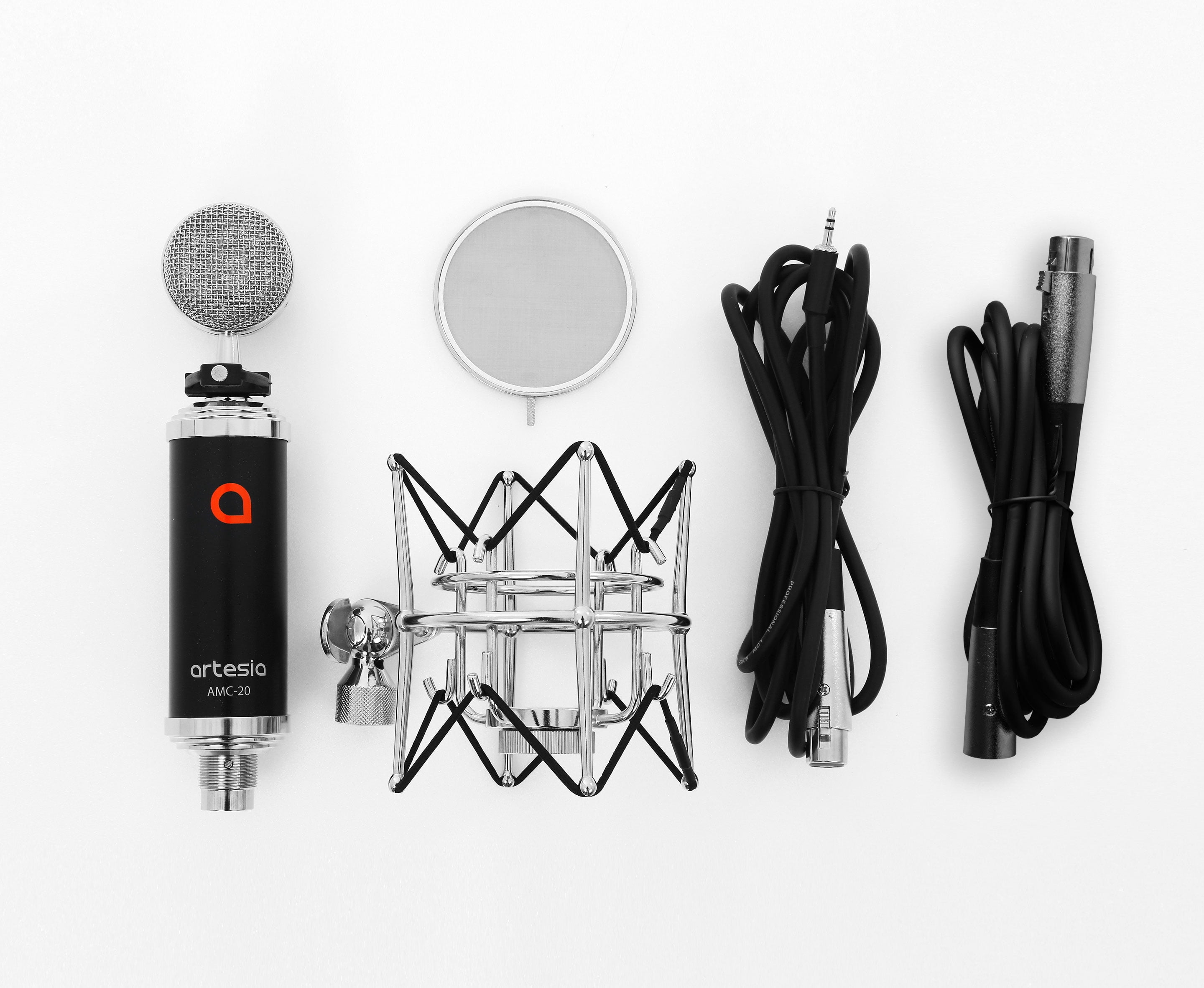 Artesia BE-REC+ Recording Bundle w/ A22XT USB 2.0 Audio Interface and AMC 20 Condenser Microphone with Pop Filter, XLR Cable