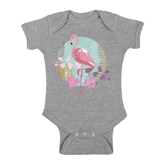 Awkward Styles Flamingo and Orchids Baby Bodysuit Short Sleeve Pink Flamingo Romper for Boys Summer One Piece for Girls Flamingo Romper for Children Flamingo Gifts for Little One Summer Clothing
