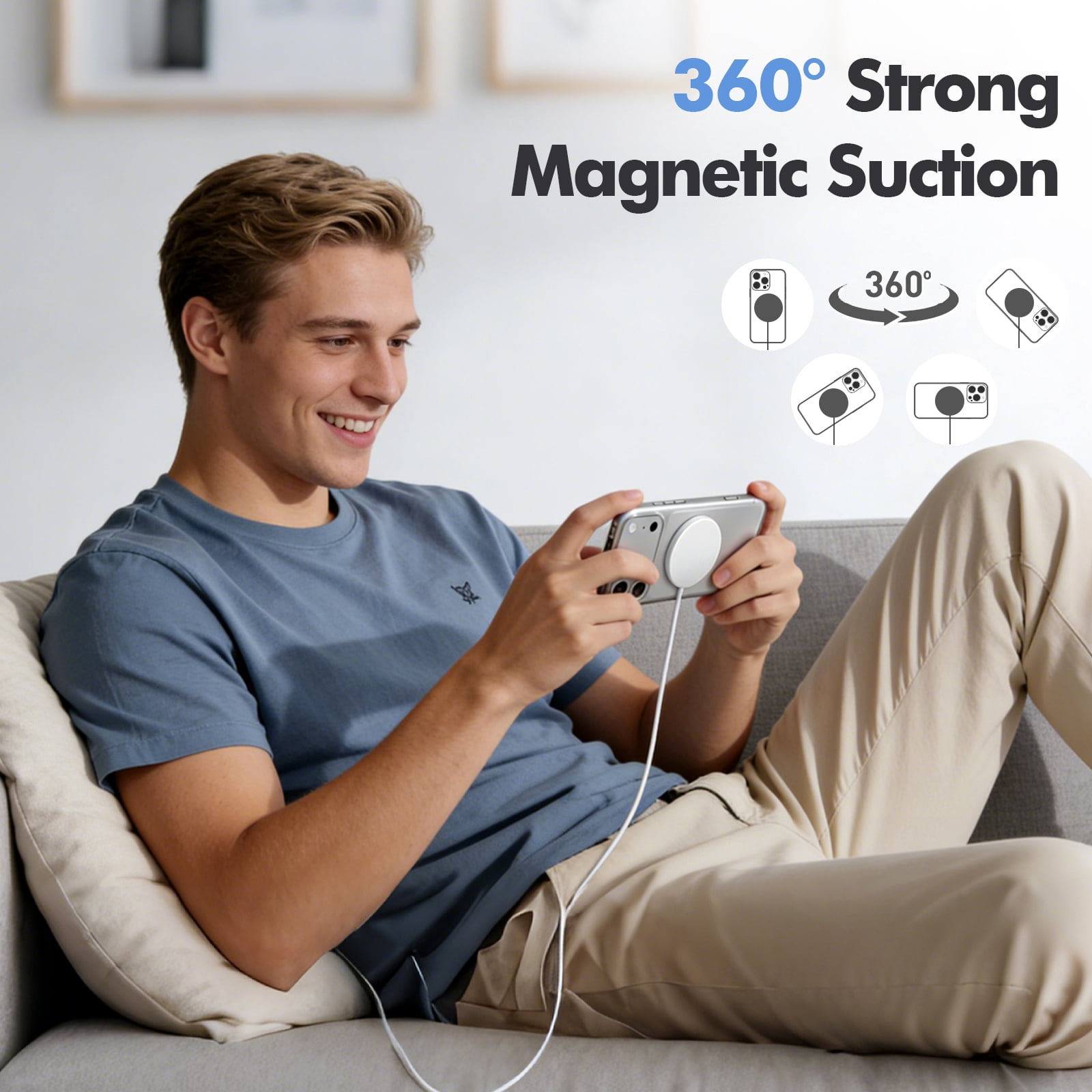 Magnetic Wireless Charger, 25W Fast Wireless Charger Compatible for iPhone 17/16/15/14/13/12,AirPods,Compact Portable Travel Friendly Pad (White)