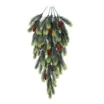 30 Inch Artificial Christmas Teardrop Swag Pine Needle Greenery with Pine Cone Winter Wreath for Front Door Stairway Fireplace Indoor Outdoor Decor