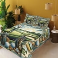 thumbnail image 2 of Ambesonne Golf Themed Fitted & Top Sheet Set with Sham, Classicism Painting, Fern Green Blue and Mustard, 2 of 5