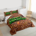 thumbnail image 3 of Homewish Happy Birthday Bedding Comforter Set,Abstract Pixel Geometric Twin Comforter Sets,Green Brown Bedding Set For Boys Kids,Ultra Soft Home Decor Reversible,2pcs, 3 of 8