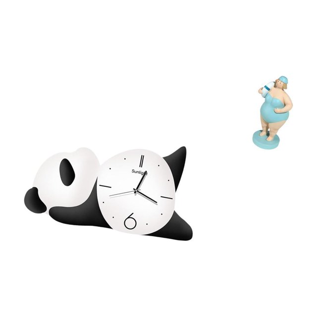 Reloj de pared con diseño de panda, figura de mujer, bañador, decoración de mesa, tablero de densidad de resina creativo, vidrio, adecuado para sala d