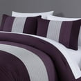 thumbnail image 3 of Chezmoi Collection Briar 7-Piece Queen Bed in a Bag Comforter Set with Sheets - Lightweight Comforter Purple Lavender Gray Luxury Pleated Stripe Bedding Set for All Season, 3 of 9