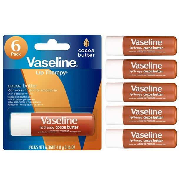 Bálsamo labial Vaseline Lip Therapy, manteca de cacao, paquete de 6