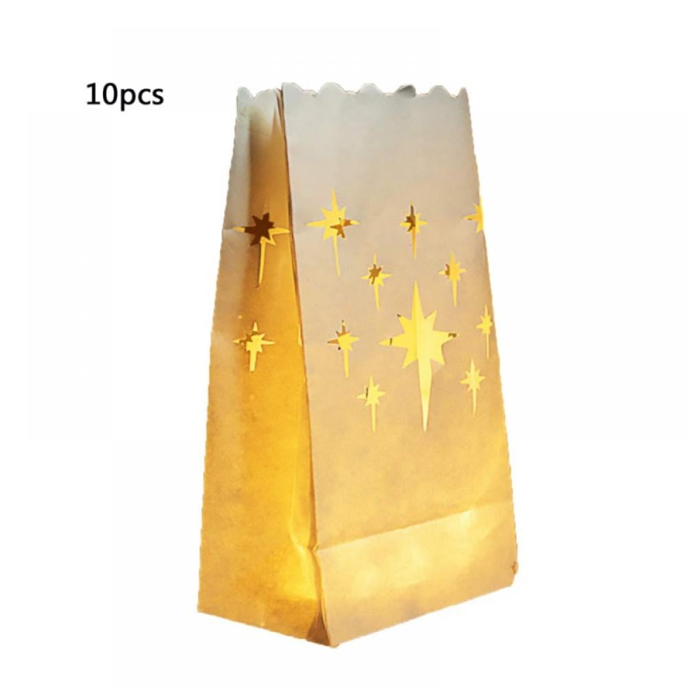 10 X CANDLE BAGS TEA LIGHT TEALIGHT PAPER BAGS FIREPROOF LANTERN GARDEN OUTDOORS 