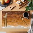 thumbnail image 2 of Orange Ocean Waves Placemats Set of 6 Coastal Country Abstract Ombre Stripes Place Mats Indoor Wipeable Table Mats Washable Dining Table Placemats for Kitchen Holiday Party Home Decor 13x19 Inch, 2 of 9