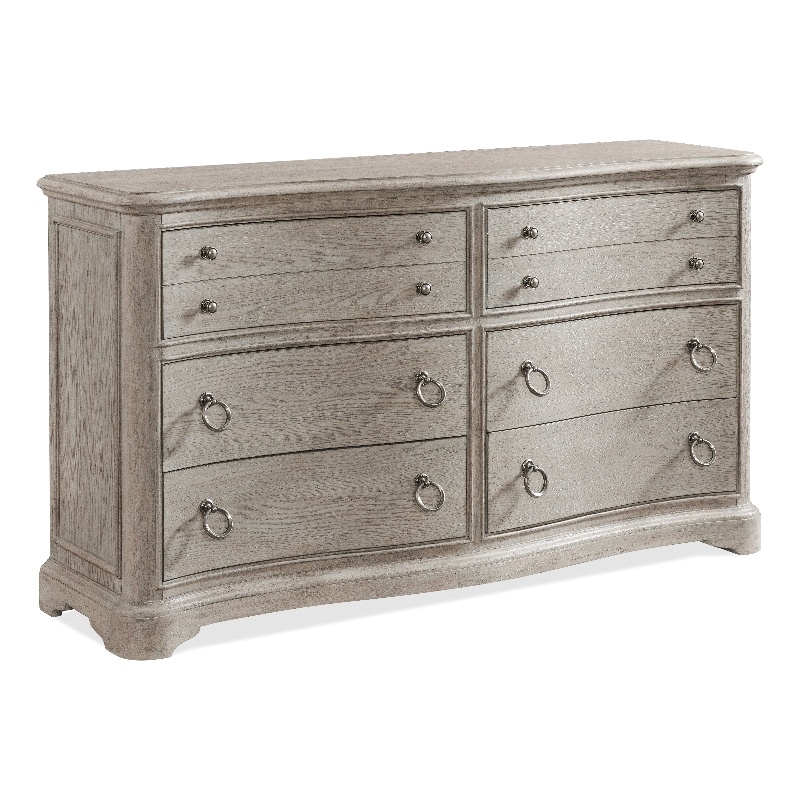 Riverside Furniture Anniston 6drawer Wood Dresser in Cashmere Gray