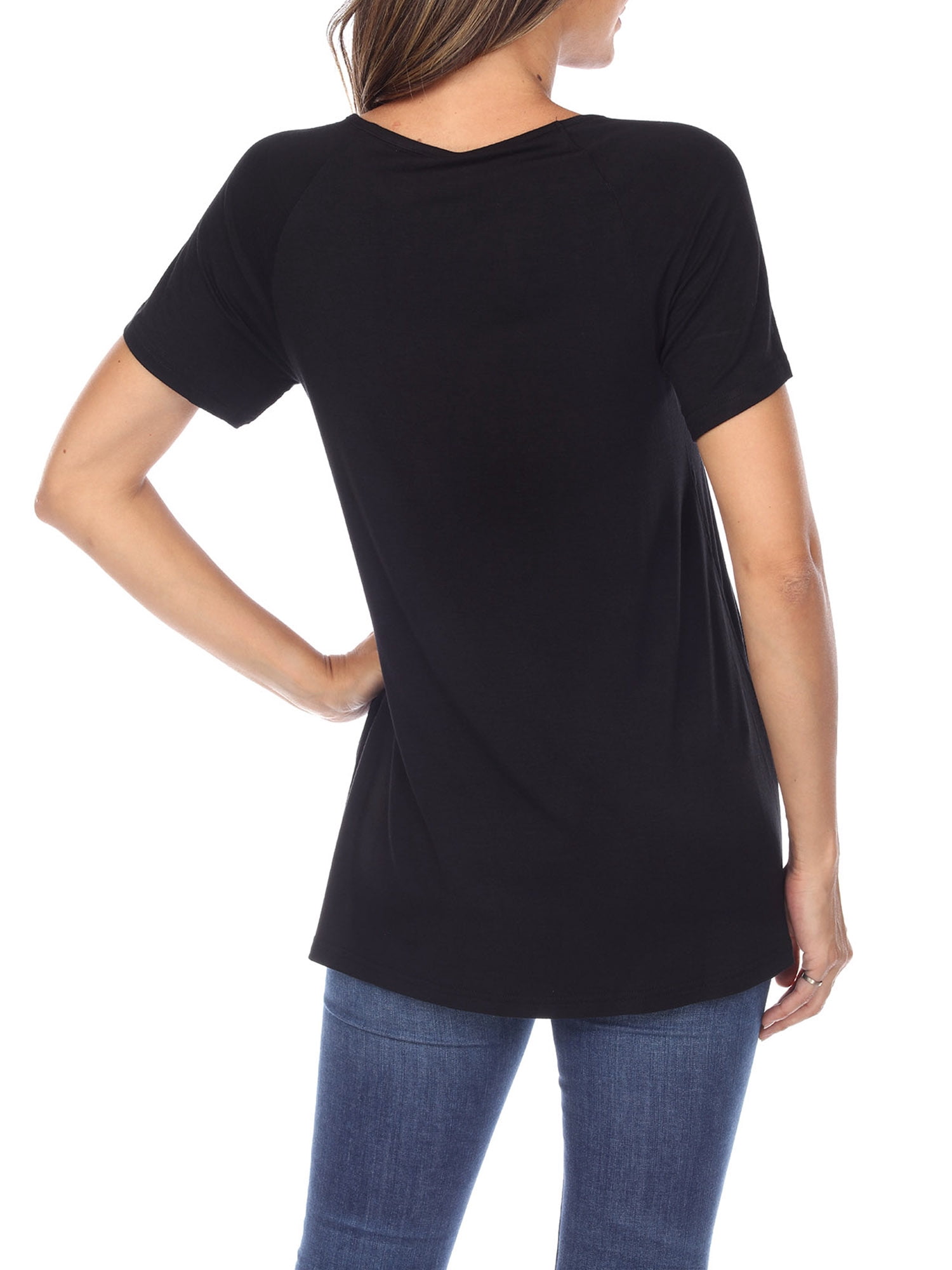 White Mark Women's Crisscross Neck Short Sleeve Top
