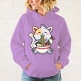 thumbnail image 3 of Sudadera con capucha para hombre y mujer, suéter holgado de manga larga con estampado de Ramen de gato, Tops informales con personalidad, 3 of 5
