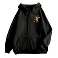 thumbnail image 5 of Fiaer Christmas Womens Hoodies Oversized Cute Graphic Full Zip up Hooded Jacket Drawstring Long Sleeve V-Neck Pocket Hooded Sweatshirts Black XL, 5 of 5