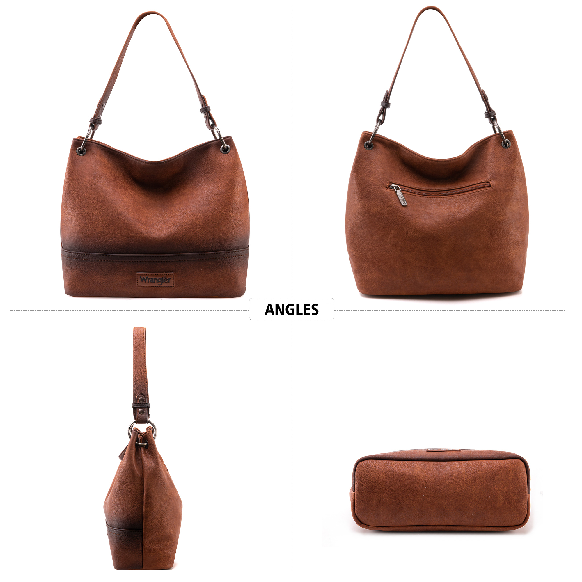 Montana West Wrangler Hobo Bag for Women, Brown Vegan Leather photo 7