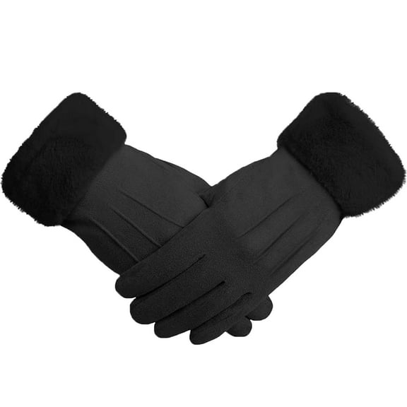 CLIQKWEN Chic Plush Cuff Winter Dress Gloves – Touchscreen Texting Fingers, Sherpa Fleece Lined, Windproof Warm