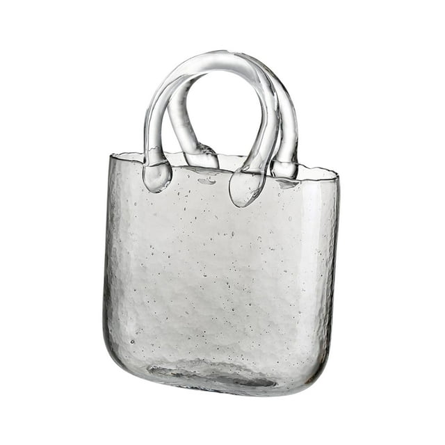 Jarrón de cristal moderno con forma de florero, centro de mesa, arreglo floral, bolso de mano claro