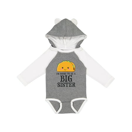 

Inktastic I m going to be a Big Sister with Taco Illustration Gift Baby Girl Long Sleeve Bodysuit