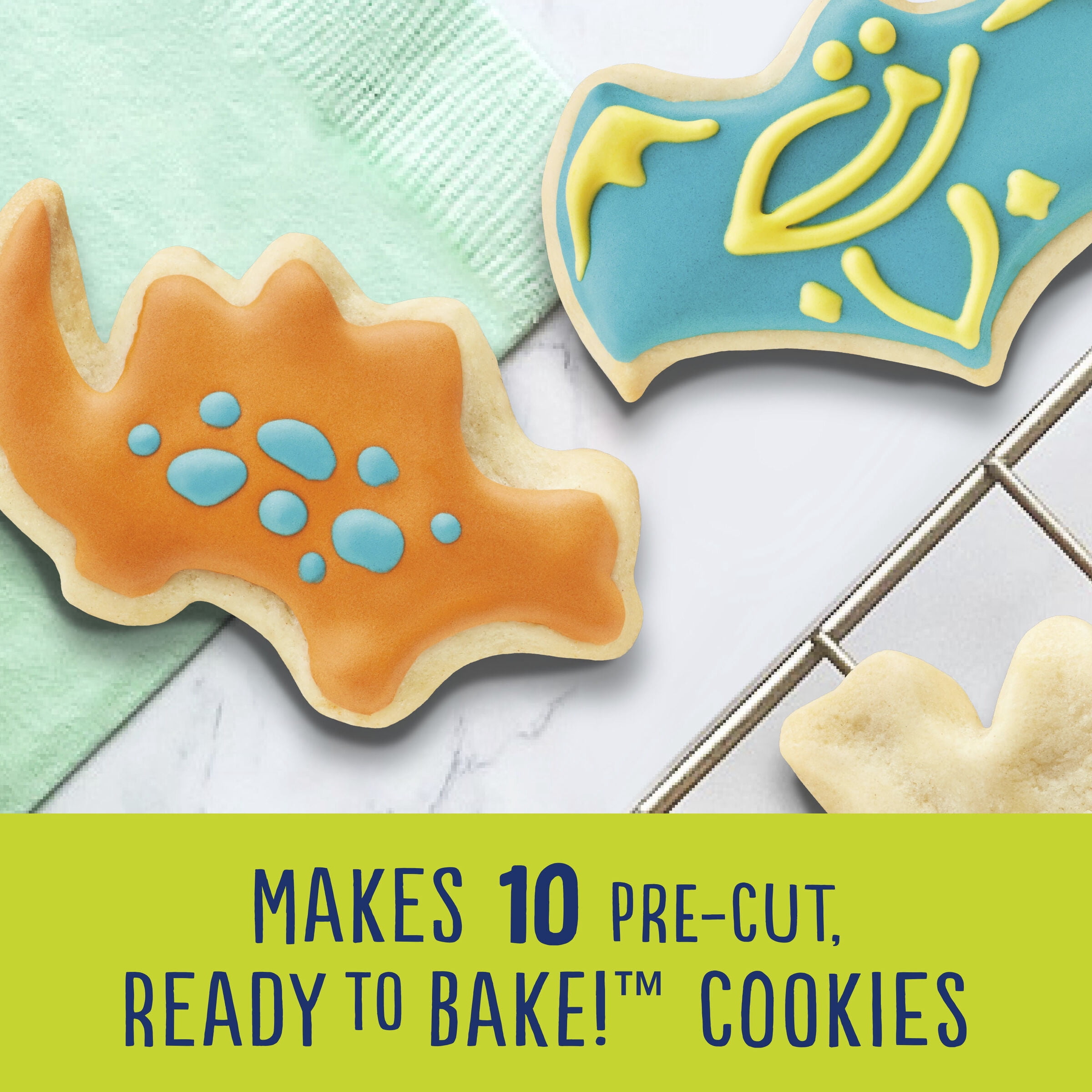 Pillsbury Ready To Bake Dino Cutout Sugar Cookie Dough, 10 Cookies, 7.2 oz.