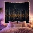 thumbnail image 2 of New York City Skyline at Night with Reflective Water, Serene Digital Art for City Lovers, Urban Wall Art Decor, Housewarming Gift Tapestry Wall Hanging for Living Room and Bedroom, 2 of 7