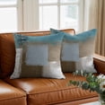 thumbnail image 3 of Abstract Mottled Throw Pillow Cover Teal Brown Vintage Oil Painting Texture Cotton Linen Cushion Cover Throw Pillow Case with Invisible Zipper for Couch Sofa Bed Chair Car 18x18 Inch, 3 of 13