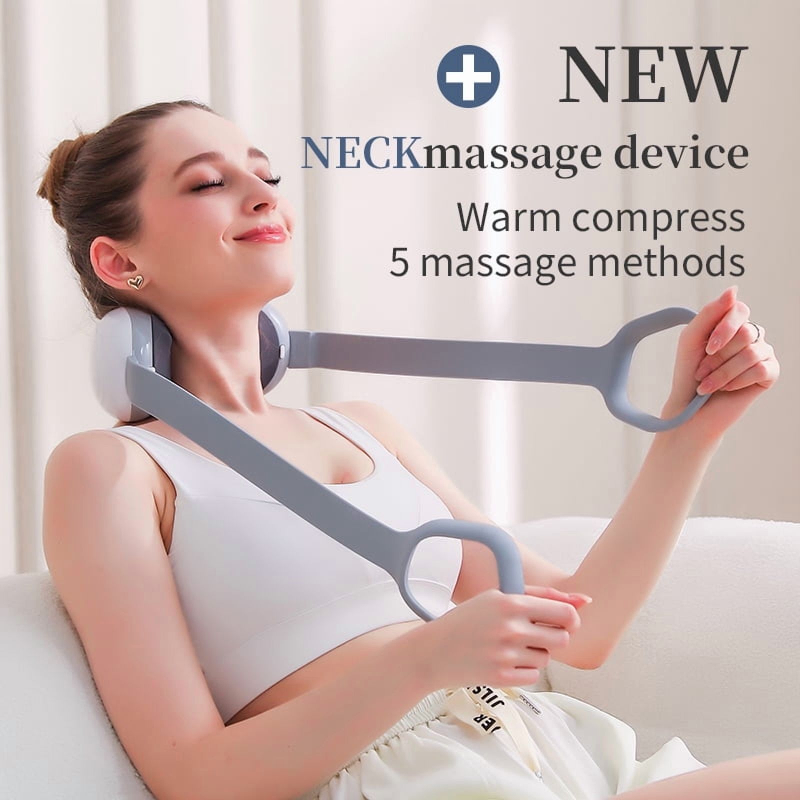 Flaremore Shiatsu Back and Neck Massager with Heat,Cordless Heated Neck and Shoulder Massager,Deep Tisctric Massage Pillow for Back,Shoulders,Legs,Foot,Body Musclesue Kneading,Gray