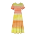 thumbnail image 5 of Wycnly Summer Dresses for Women Maxi Dress for Women Flowy Pleated Ruffle Swing Loose Tunic Pocket Long Dresses Women Vintage Tie-Dye Round Neck Short Sleeve Maxi Dresses, 5 of 6