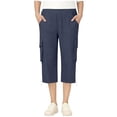 thumbnail image 3 of KHJSJOK Kids 5-16 Years Capris Solid Linen Like Elastic Waist Straight Trousers, 3 of 5