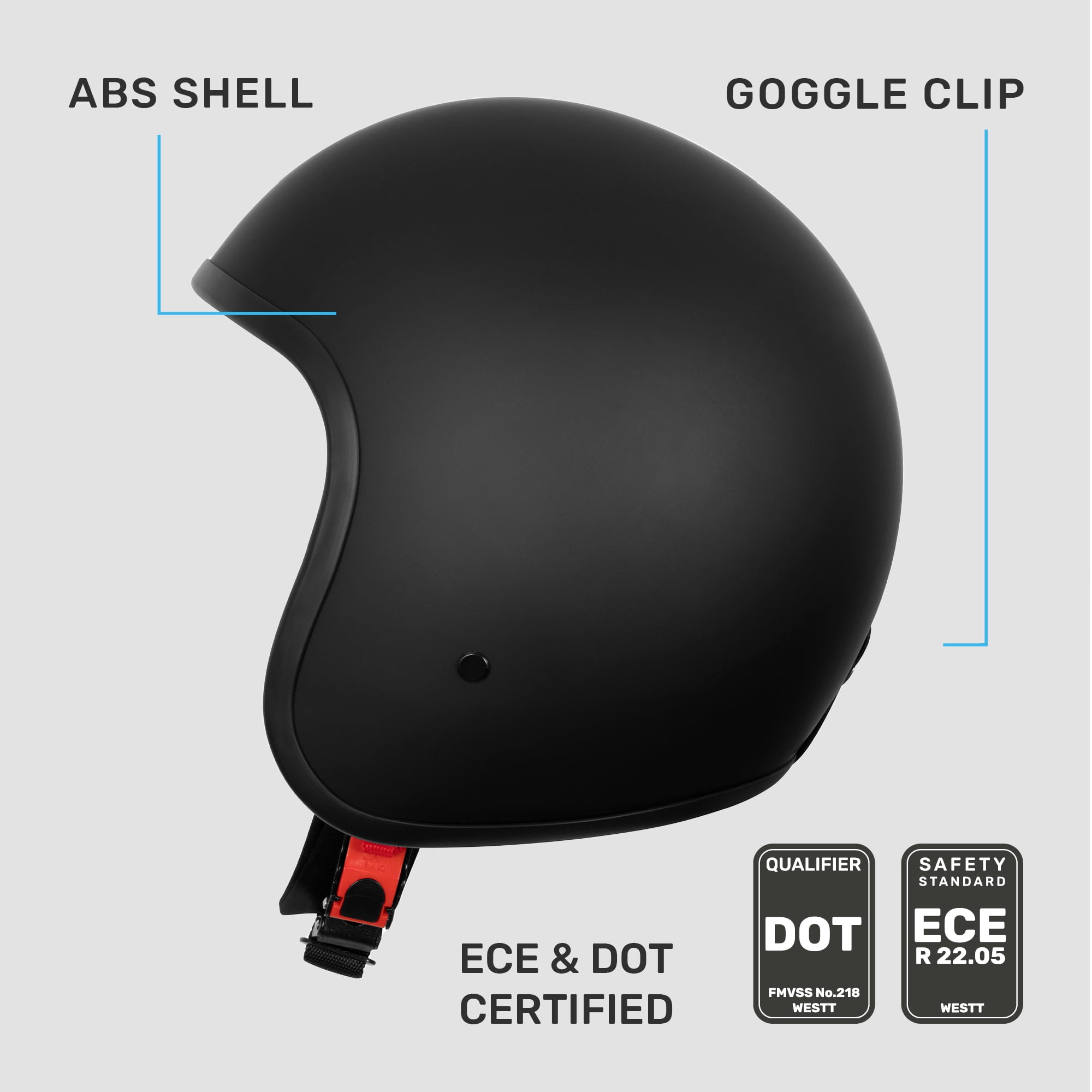 Westt Open Face Helmet - Scooter Retro Vintage for Men Women - Motorcycle Helmet 3/4 for Moped ATV Cruiser Cafe DOT Certified Vintage Jet Black L