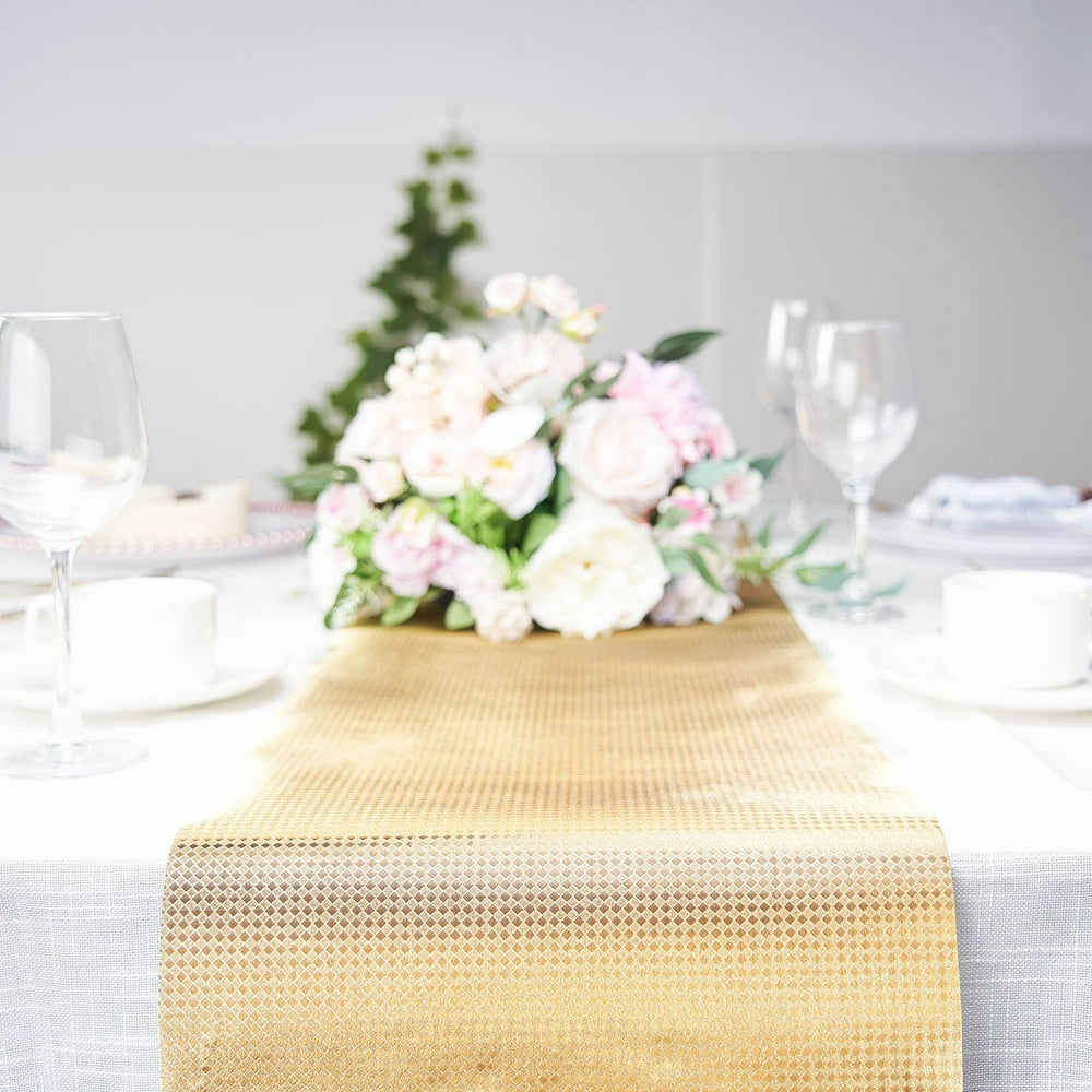 Efavormart 9Ft Glitter Paper Table Runner Roll, Disposable Table Runner with Diamond Pattern for ...