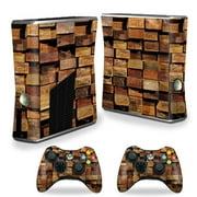 MightySkins Skin for X-Box 360 Xbox 360 S console - Stacked Wood | Protective Viny wrap | Easy to Apply and Change Style | Made in the USA