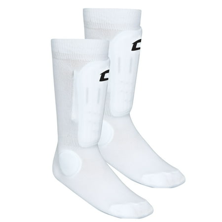 CHAMPRO Sock-Style Shin Guard, Small/Medium, White
