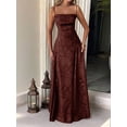 thumbnail image 6 of Women'S Maxi Dress Jacquard Formal Evening Gown Elegant Wedding Guest Party Dress Brown XL, 6 of 7