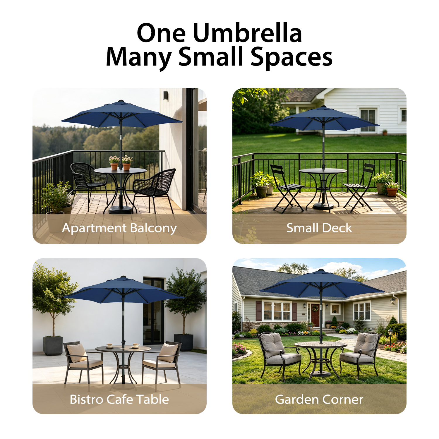 AMMSUN 6ft Round Patio Umbrella, Blue photo 8