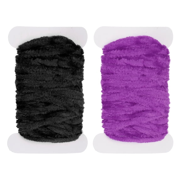 Uxcell Chenille Fly Tying Total 10 M, 2 Pack Rayon Chenille Fly Tying Materials for Making Fishing Hook, Black/Purple