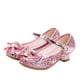 thumbnail image 1 of Zapatos de baile para niñas con tacón bajo y lentejuelas, con lazo (rosa, talla 27), 1 of 7