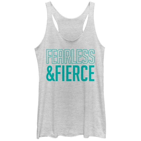 Women's CHIN UP Fearless and Fierce  Racerback Tank Top White Heather Medium