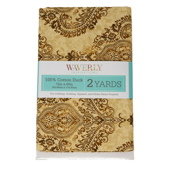 Waverly Inspirations 2 Yard Cut 100% Cotton Duck Print Fabric Large Damsk Chai, 45" Wide for Quilting & Sewing