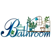 LAMIRO Bathroom Decor Wall Art Word Sign for Home Bathrooms Decor 15" X 9" Funny Bathroom Sign Wall Decor