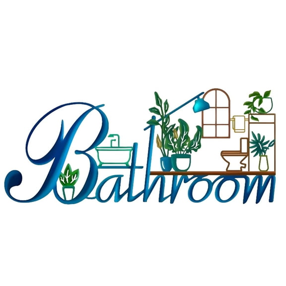 LAMIRO Bathroom Decor Wall Art Word Sign for Home Bathrooms Decor 15" X 9" Funny Bathroom Sign Wall Decor