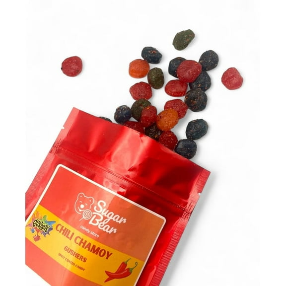 Chili Chamoy Gushers  Spicy, Sweet & Tangy Mexican Chamoy Candy  Juicy Fruit Burst Gummies with Authentic Chili Lime Seasoning  Hot & Sour Chewy Snack