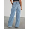 thumbnail image 2 of Women'S Wide Leg Jeans High Waisted Strechy Raw Hem Pants Light Blue XXL, 2 of 5