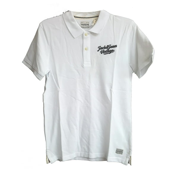 Jack Jones Men's Logo Polo Shirt, White, Medium